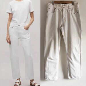 COS White Denim Jeans Mid Rise Straight Fit Cropped Length - Size 28
